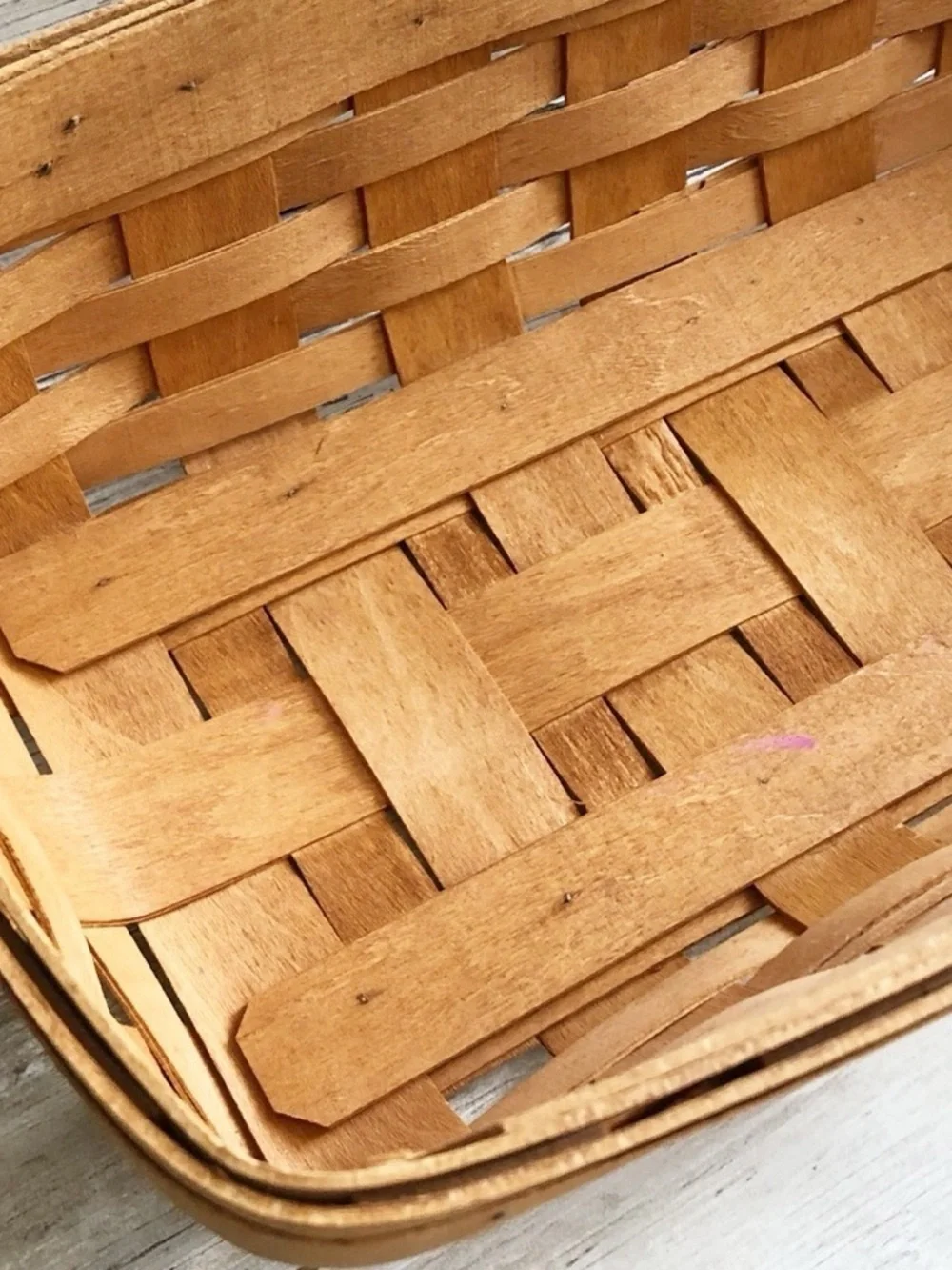 Vintage 1992 Longaberger Handwoven Wooden Bread Cracker Basket 14.5” Rectangle